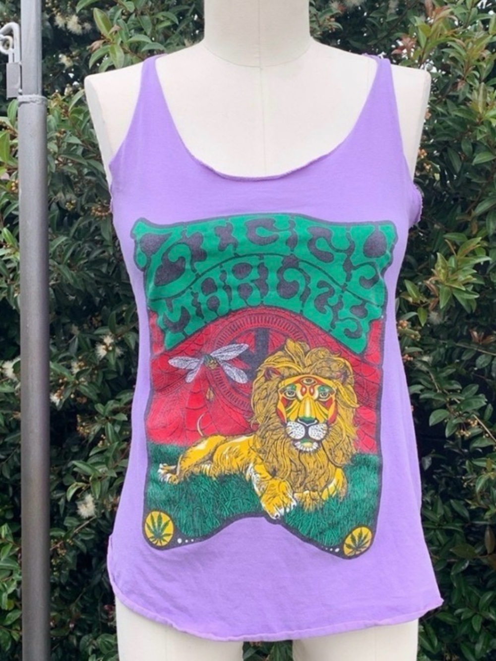 Purple Graphic Lion Tank Top